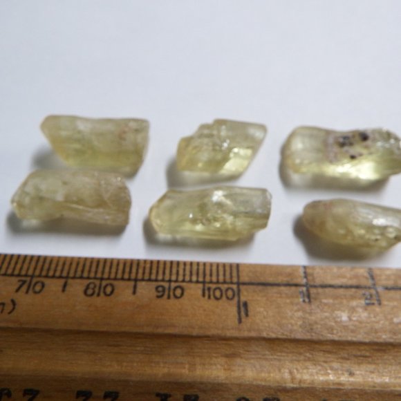 6pcs 68ct double terminated yellow apatite rough gemstone crystal lot mexico - Picture 6 of 7
